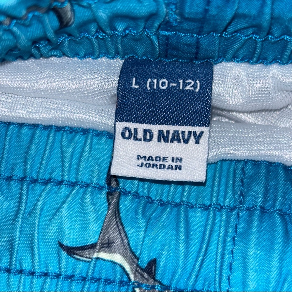 Old Navy Shark Swim Trunks Boys Size 10/12 | Blue Kids Swim Shorts - Picture 6 of 7